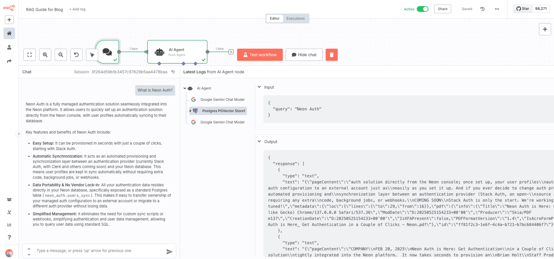 Debugging Chat Trigger Node Output